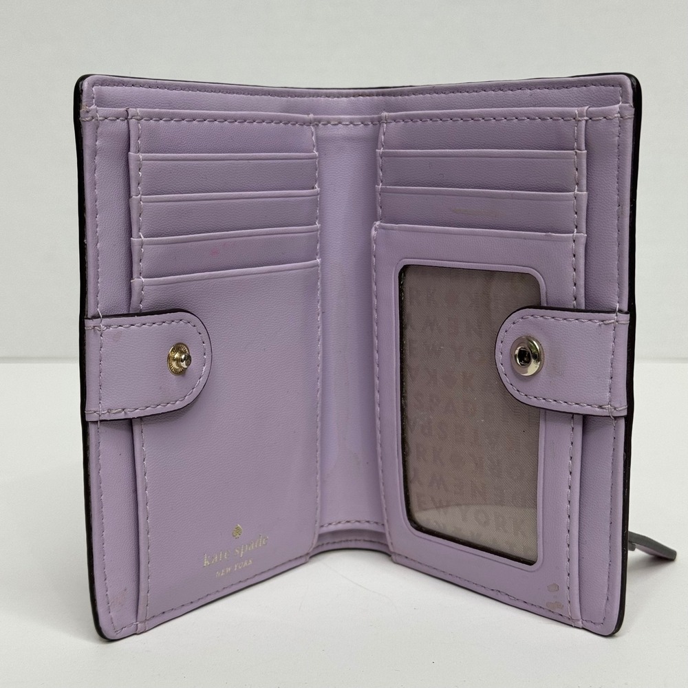 Kate Spade New York Lavender Purple Pebbled Leather Bifold Wallet ID Window - Picture 4 of 10